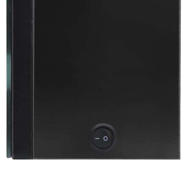 badeværelsesskab med spejl + LED-lys 89x14x62 cm skinnende sort
