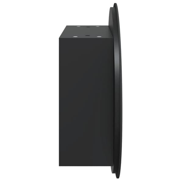 badeværelsesskab med rundt spejl og LED-lys 47x47x17,5 cm sort