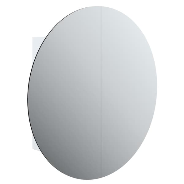 Kylpyhuonekaappi ja pyöreä peili LED-valot valk. 54x54x17,5 cm