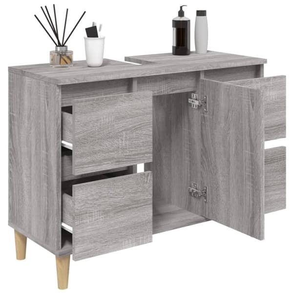 skab til håndvask 80x33x60 cm konstrueret træ grå sonoma-eg