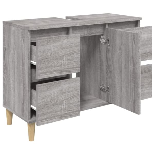 skab til håndvask 80x33x60 cm konstrueret træ grå sonoma-eg