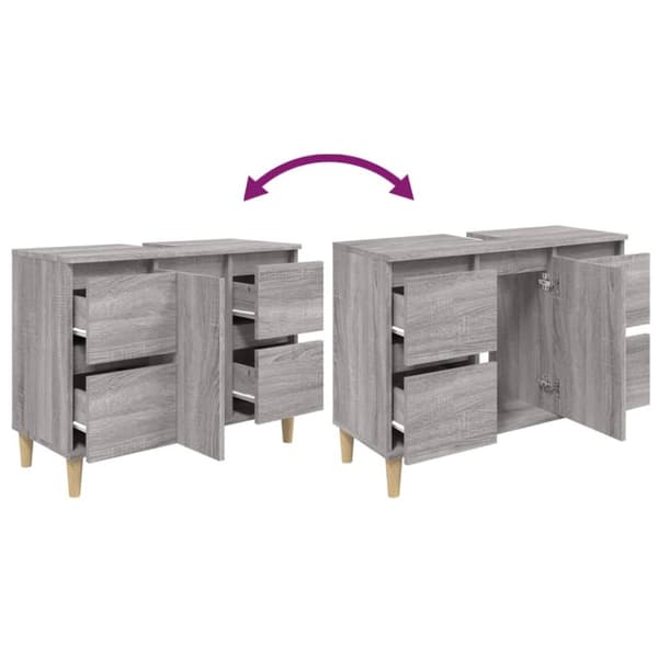 skab til håndvask 80x33x60 cm konstrueret træ grå sonoma-eg