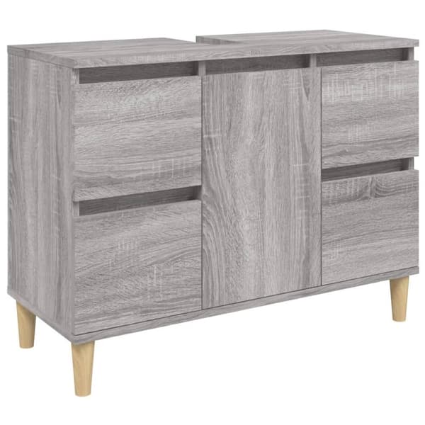 skab til håndvask 80x33x60 cm konstrueret træ grå sonoma-eg