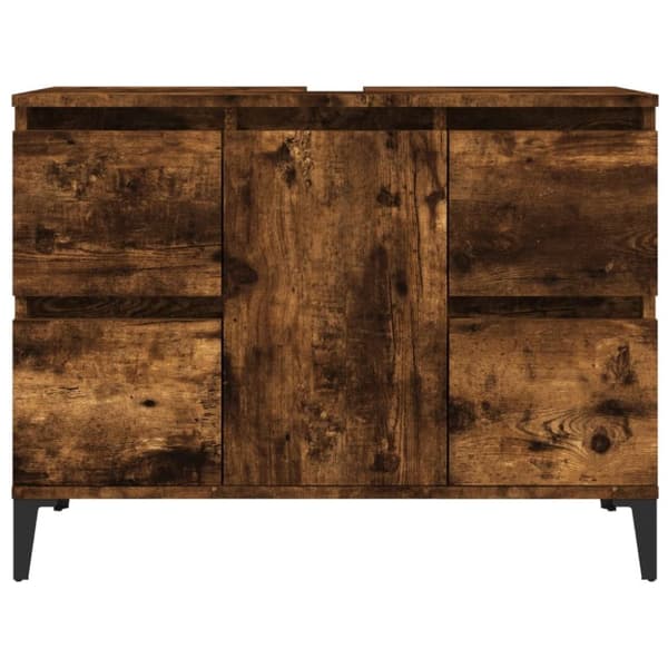 Tvättställsskåp rökfärgad ek 80x33x60 cm konstruerat trä