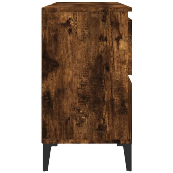 Tvättställsskåp rökfärgad ek 80x33x60 cm konstruerat trä