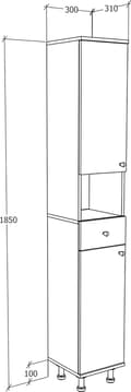 Miniatyrbilde 2 av 5: Nilosi høyskap til badet eik dekor, hvit.