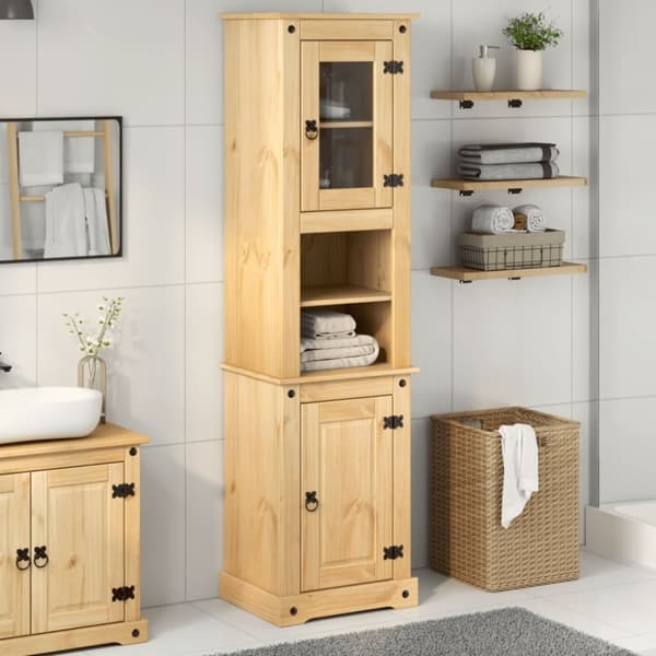 vidaXL Badrumsskåp Corona 50x40x185 cm massiv furu