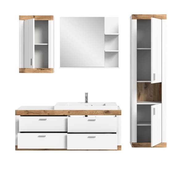 Laredo badmiljø 192cm hvid,mat hvid,eg dekor.