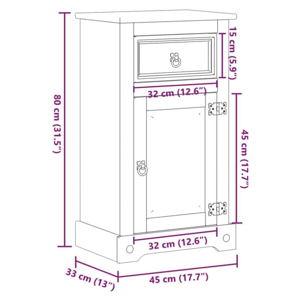 vidaXL Badrumsskåp Corona 45x33x80 cm massiv furu