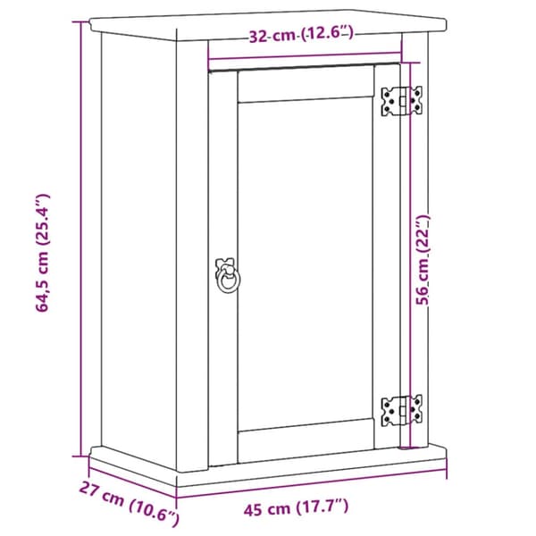 vidaXL Baderomsskap Corona 45x27x64,5 cm heltre furu