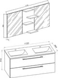 Miniatyrbillede 2 af 4: BudasiS badmiljø dobbelt håndvask eg dekor.