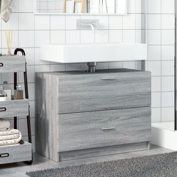 vidaXL skab til håndvask 78x37x59 cm konstrueret træ grå sonoma-eg