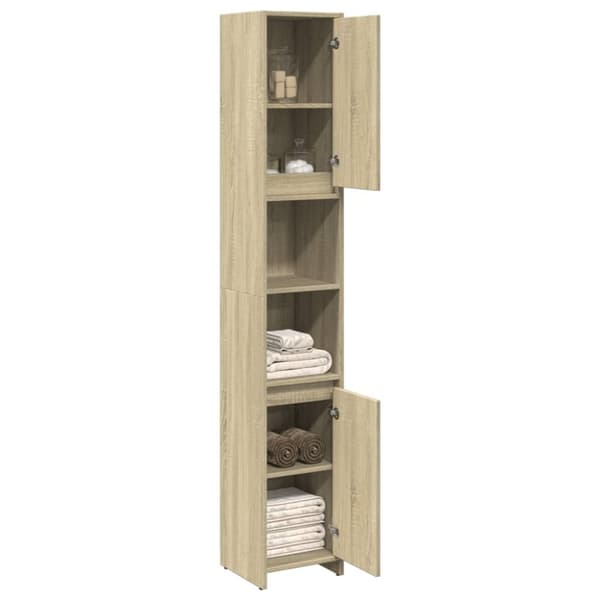 vidaXL Baderomsskap sonoma eik 30x30x183,5 cm sponplate