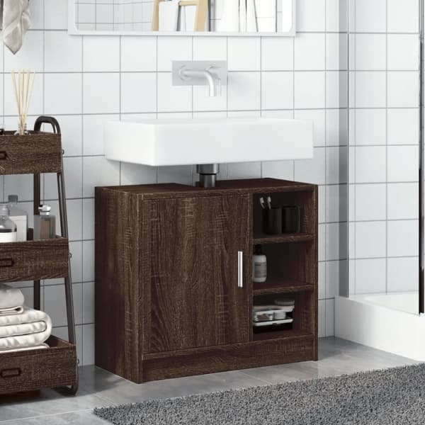 vidaXL underskab til håndvask 63x29x55 cm konstrueret træ brunt eg