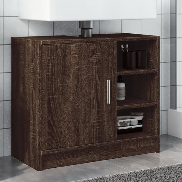 vidaXL underskab til håndvask 63x29x55 cm konstrueret træ brunt eg