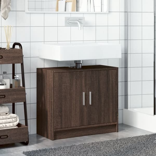 vidaXL underskab til håndvask 63x29x55 cm konstrueret træ brunt eg