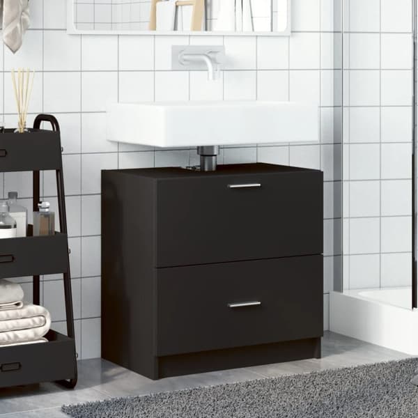 vidaXL underskab til håndvask 59x37x59 cm konstrueret træ sort