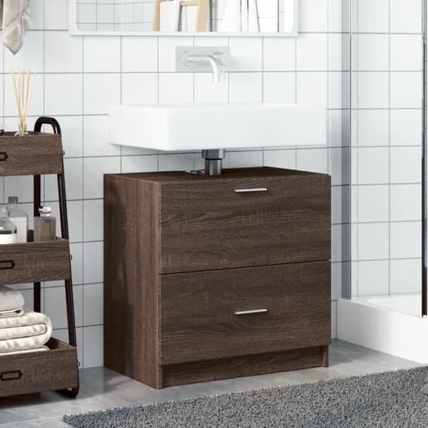 vidaXL underskab til håndvask 59x37x59 cm konstrueret træ brunt eg