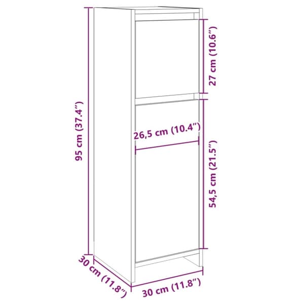 vidaXL Kylpyhuonekaappi Sonoma-tammi 30x30x95 cm lastulevy