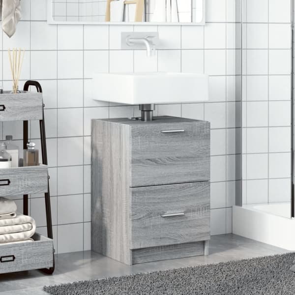 vidaXL Servantskap grå eik 40x37x59 cm konstruert tre