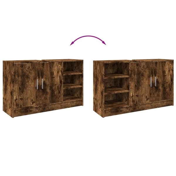 vidaXL Servantskap røkt eik 90x29x55 cm konstruert tre