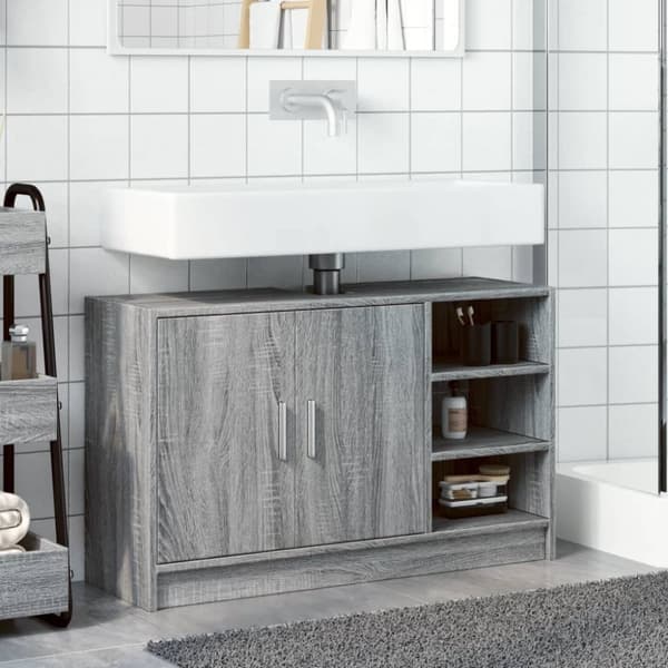 vidaXL Servantskap grå sonoma 90x29x55 cm konstruert tre