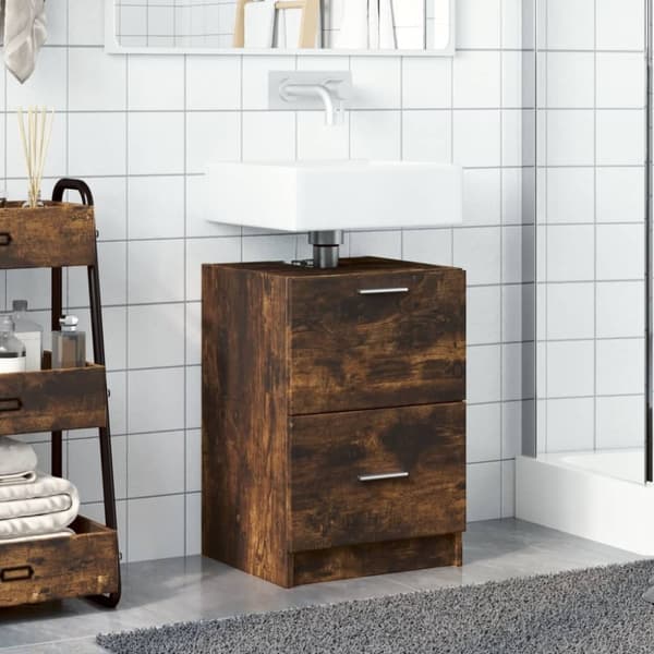 vidaXL underskab til håndvask 40x37x59 cm konstrueret træ røget eg