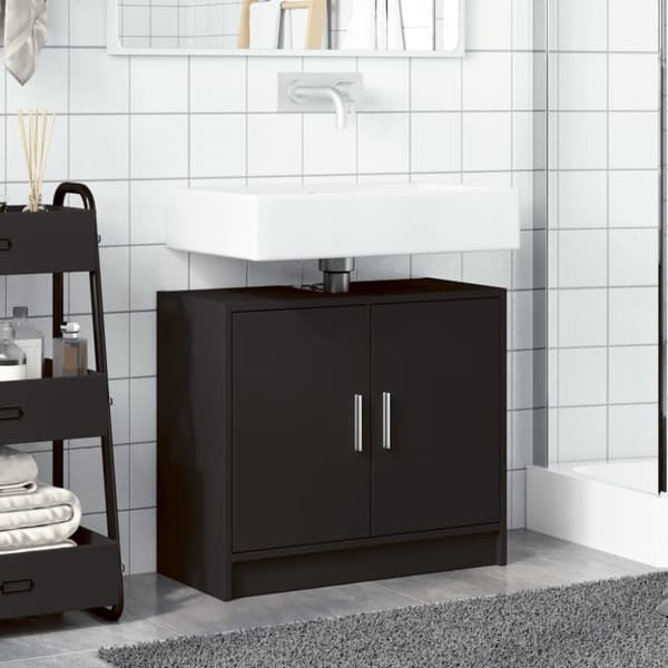vidaXL underskab til håndvask 63x29x55 cm konstrueret træ sort