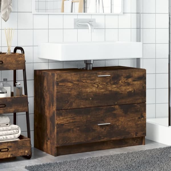 vidaXL Pesuallaskaappi savutammi 78x37x59 cm tekninen puu