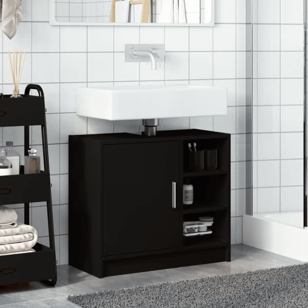 vidaXL underskab til håndvask 63x29x55 cm konstrueret træ sort