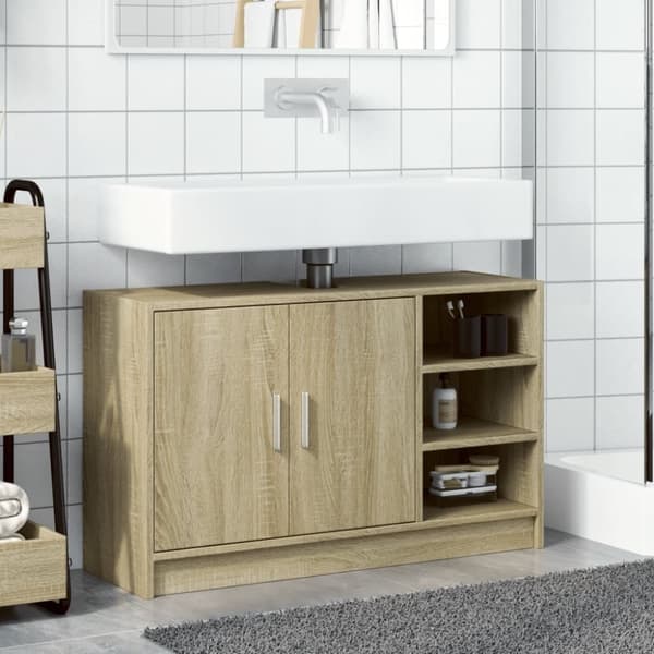 vidaXL underskab til håndvask 90x29x55 cm konstrueret træ sonoma-eg