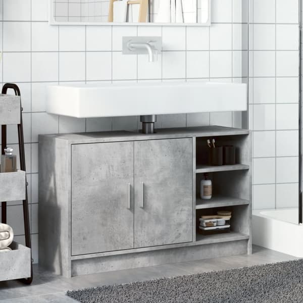 vidaXL underskab til håndvask 90x29x55 cm konstrueret træ betongrå