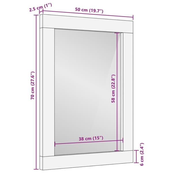 vidaXL Baderomsspeil 50x70 cm heltre akasie og glass