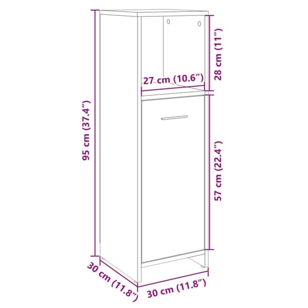 vidaXL Baderomsskap sonoma eik 30x30x95 cm sponplate
