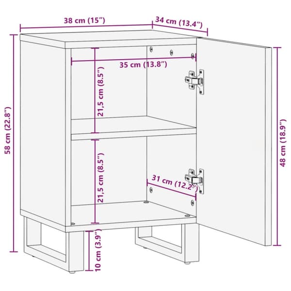 vidaXL Baderomsskap 38x34x58 cm heltre mango