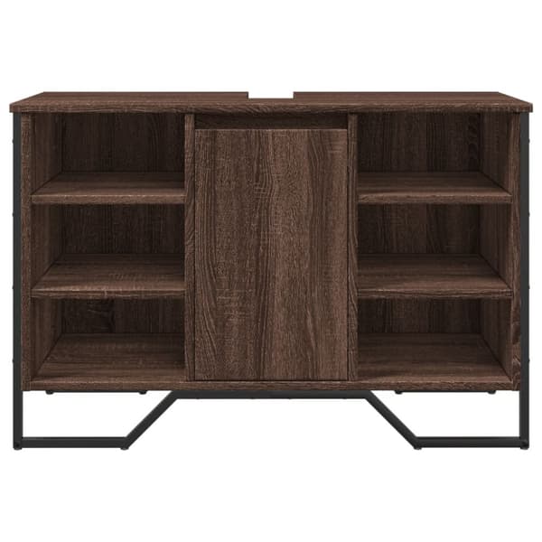 vidaXL underskab til håndvask 91x35x60 cm konstrueret træ brunt eg
