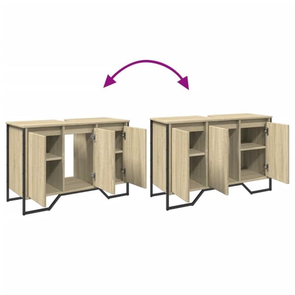 vidaXL underskab til håndvask 91x35x60 cm konstrueret træ sonoma-eg