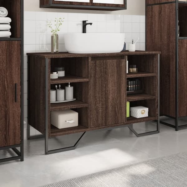 vidaXL Tvättställsskåp brun ek 91x35x60 cm konstruerat trä
