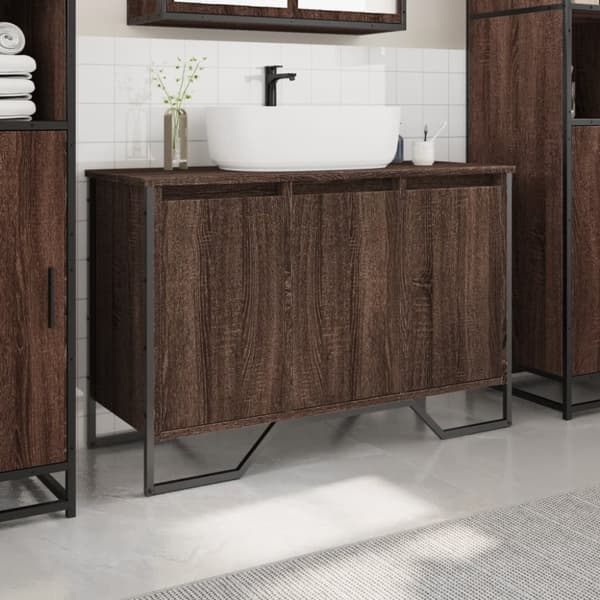 vidaXL Tvättställsskåp brun ek 91x35x60 cm konstruerat trä