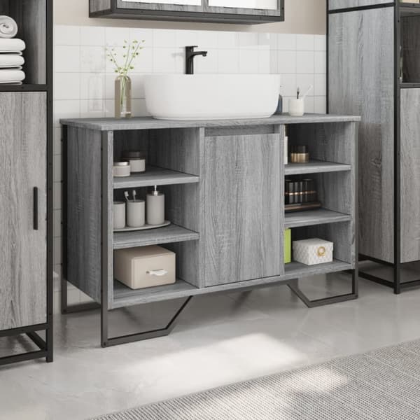 vidaXL Servantskap grå sonoma 91x35x60 cm konstruert tre