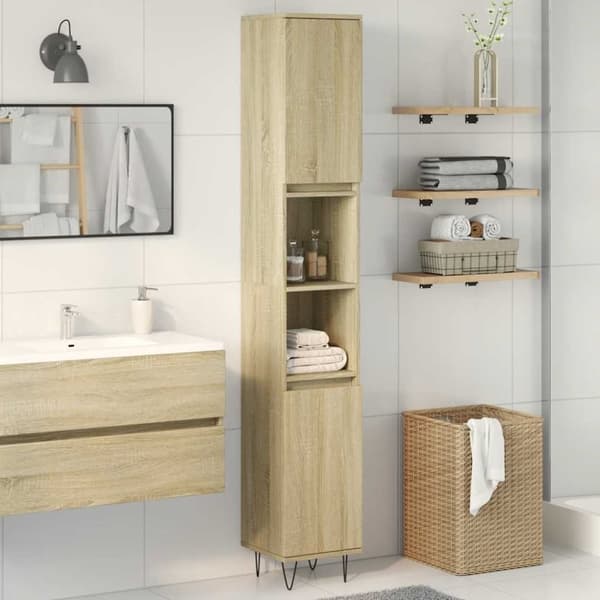 vidaXL Baderomsskap sonoma eik 30x30x190 cm konstruert tre