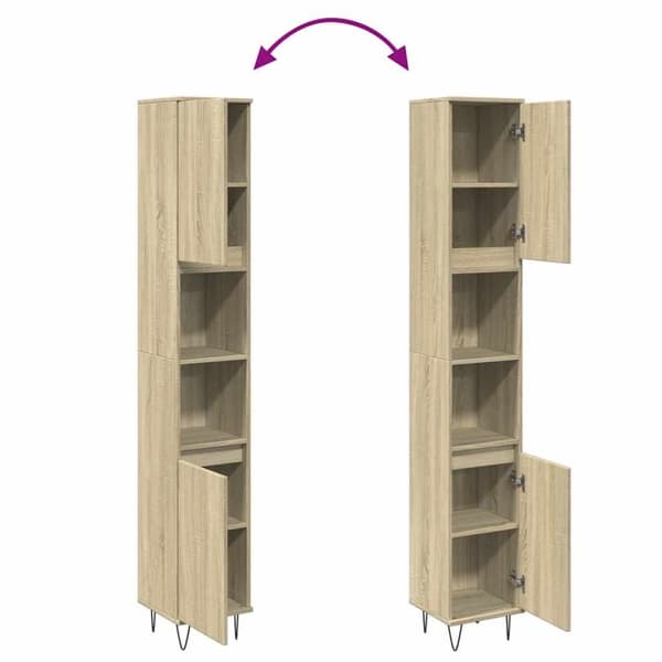 vidaXL Baderomsskap sonoma eik 30x30x190 cm konstruert tre