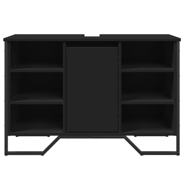 vidaXL Kylpyhuoneen pesuallaskaappi musta 91x35x60 cm tekninen puu