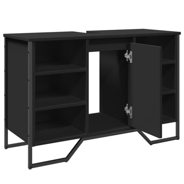 vidaXL Kylpyhuoneen pesuallaskaappi musta 91x35x60 cm tekninen puu