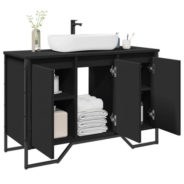vidaXL underskab til håndvask 91x35x60 cm konstrueret træ sort