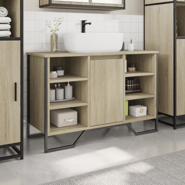 vidaXL underskab til håndvask 91x35x60 cm konstrueret træ sonoma-eg