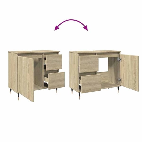 vidaXL Badrumsskåp sonoma-ek 65x33x60 cm konstruerat trä