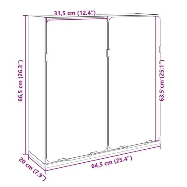 vidaXL Speilskap til baderom sonoma eik 64,5x20x66,5 cm konstruert tre