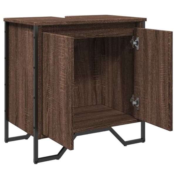 vidaXL Kylpyhuoneen pesuallaskaappi ruskea 60x35x60 cm tekninen puu