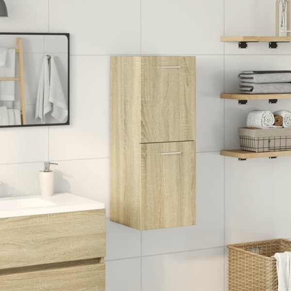 vidaXL badeværelsesskab 30x30x80 cm konstrueret træ sonoma-eg
